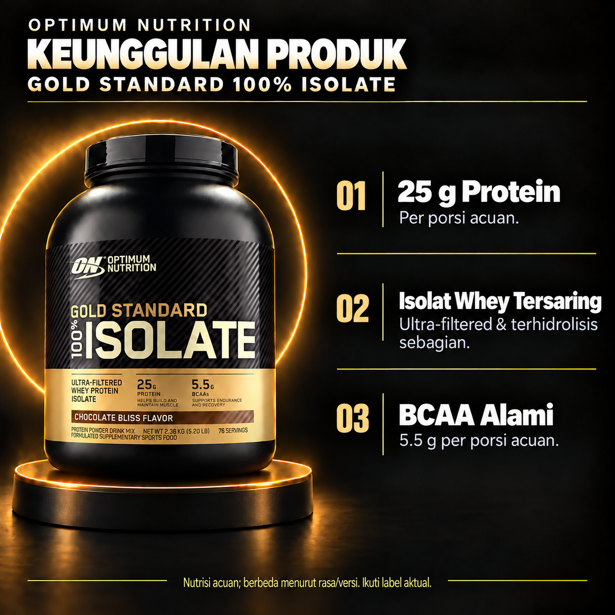 ON Gold Standard 100% Isolate product features