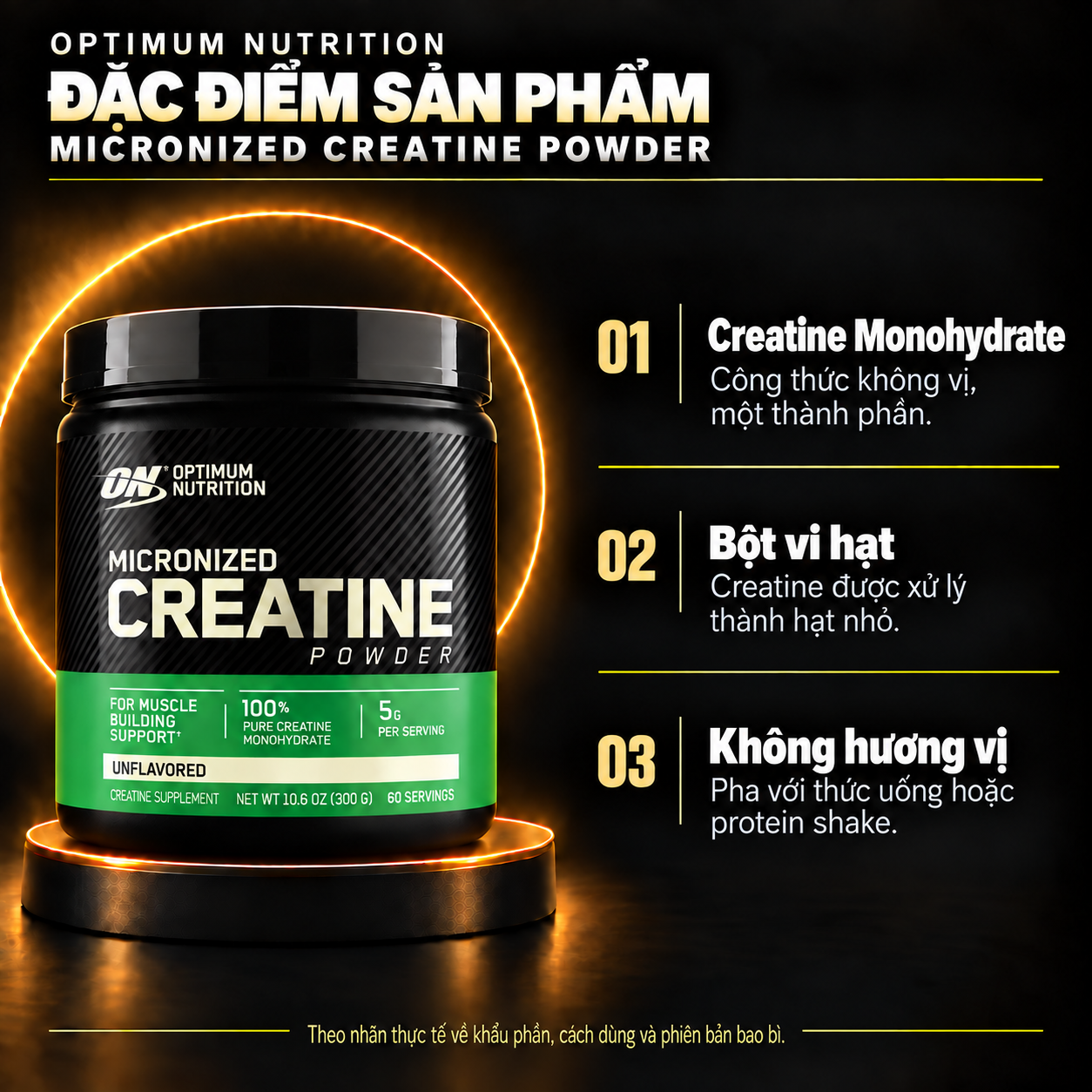 ON Micronized Creatine Powder product features