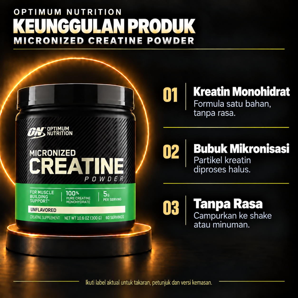 ON Micronized Creatine Powder product features