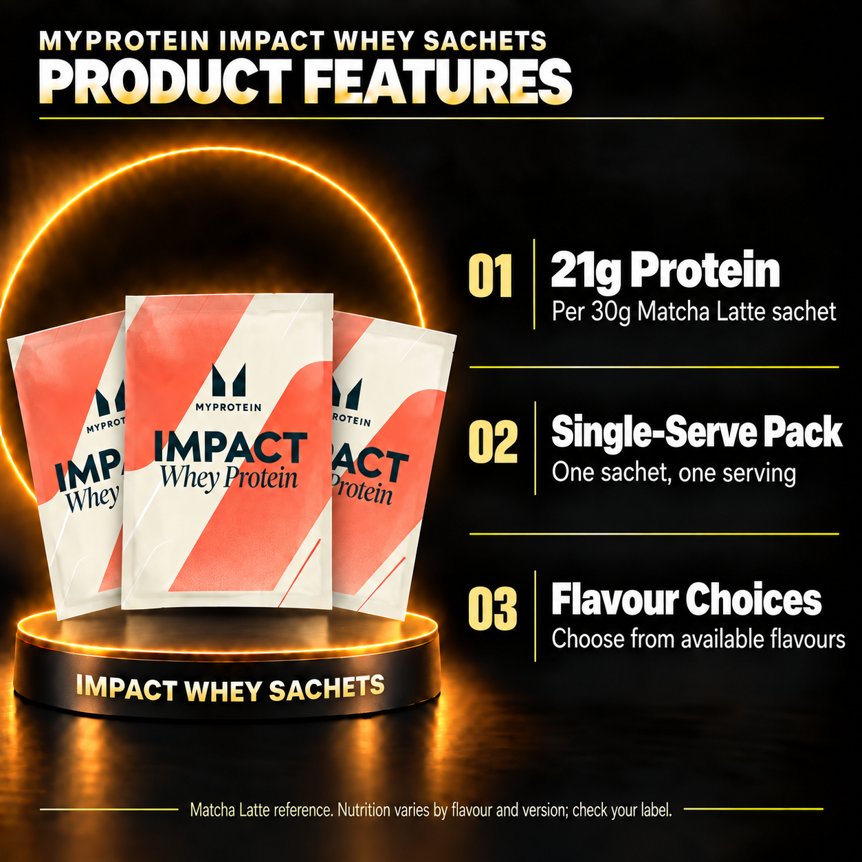 Myprotein Impact Whey Sachets en product features