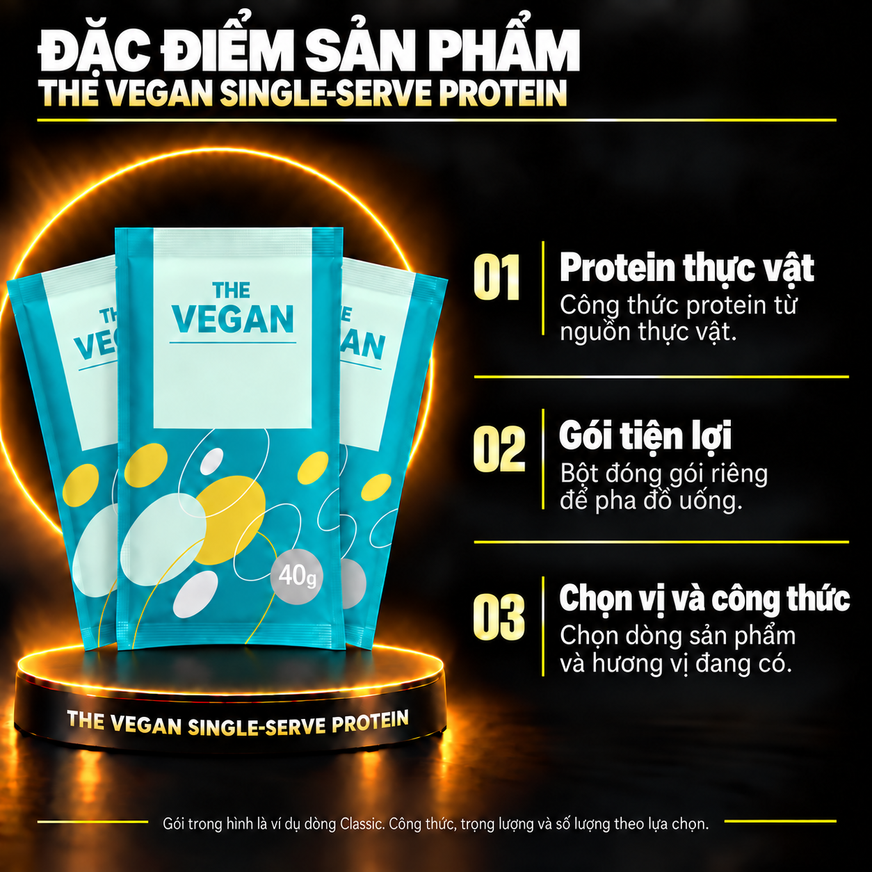 THE VEGAN single-serve plant protein features vi features