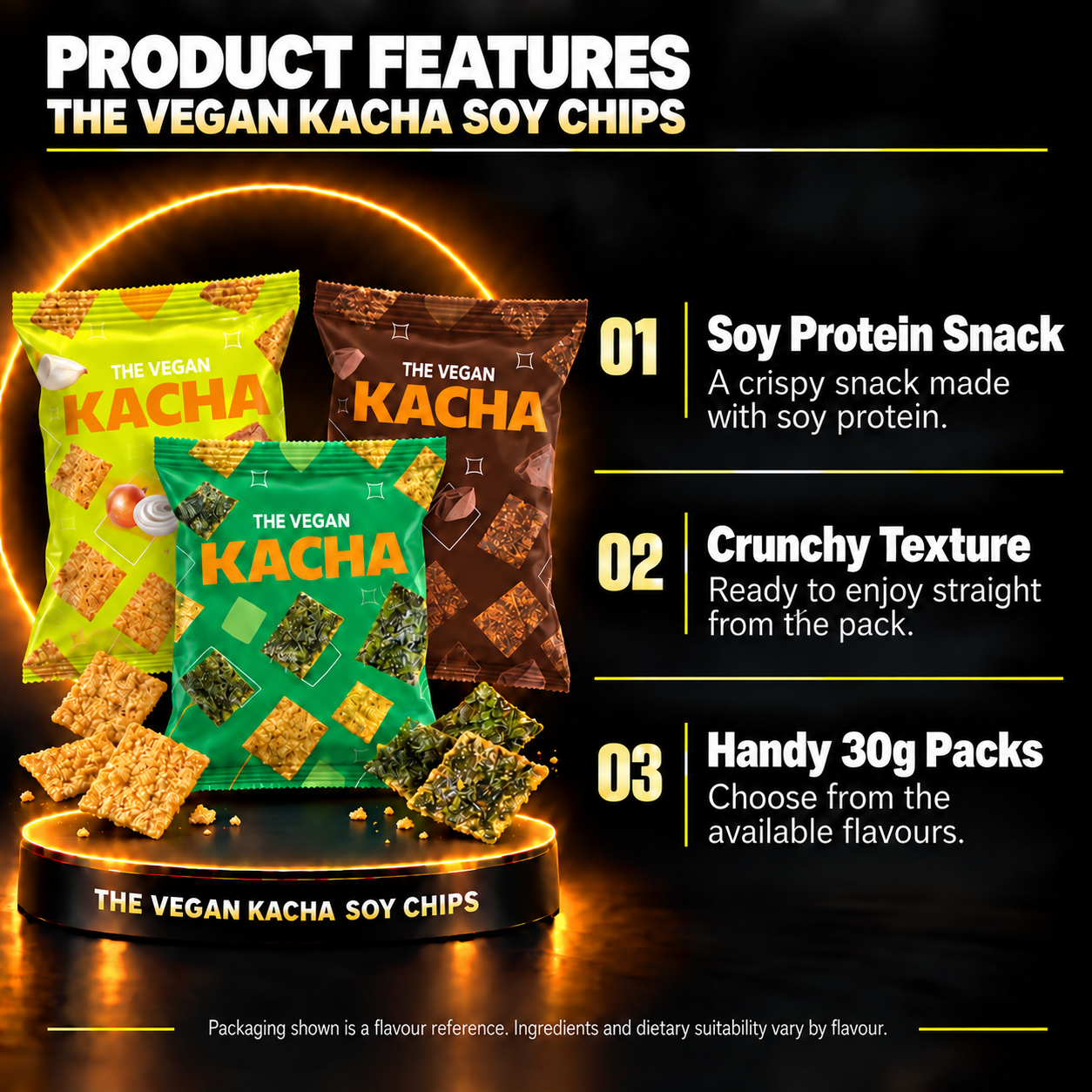 THE VEGAN KACHA soy chip features en features