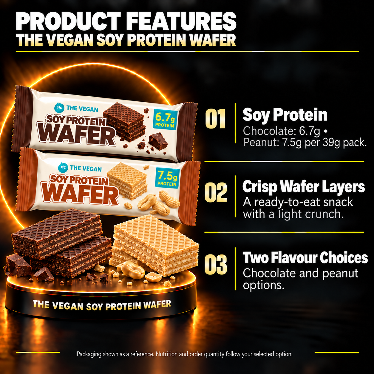THE VEGAN soy protein wafer features en features
