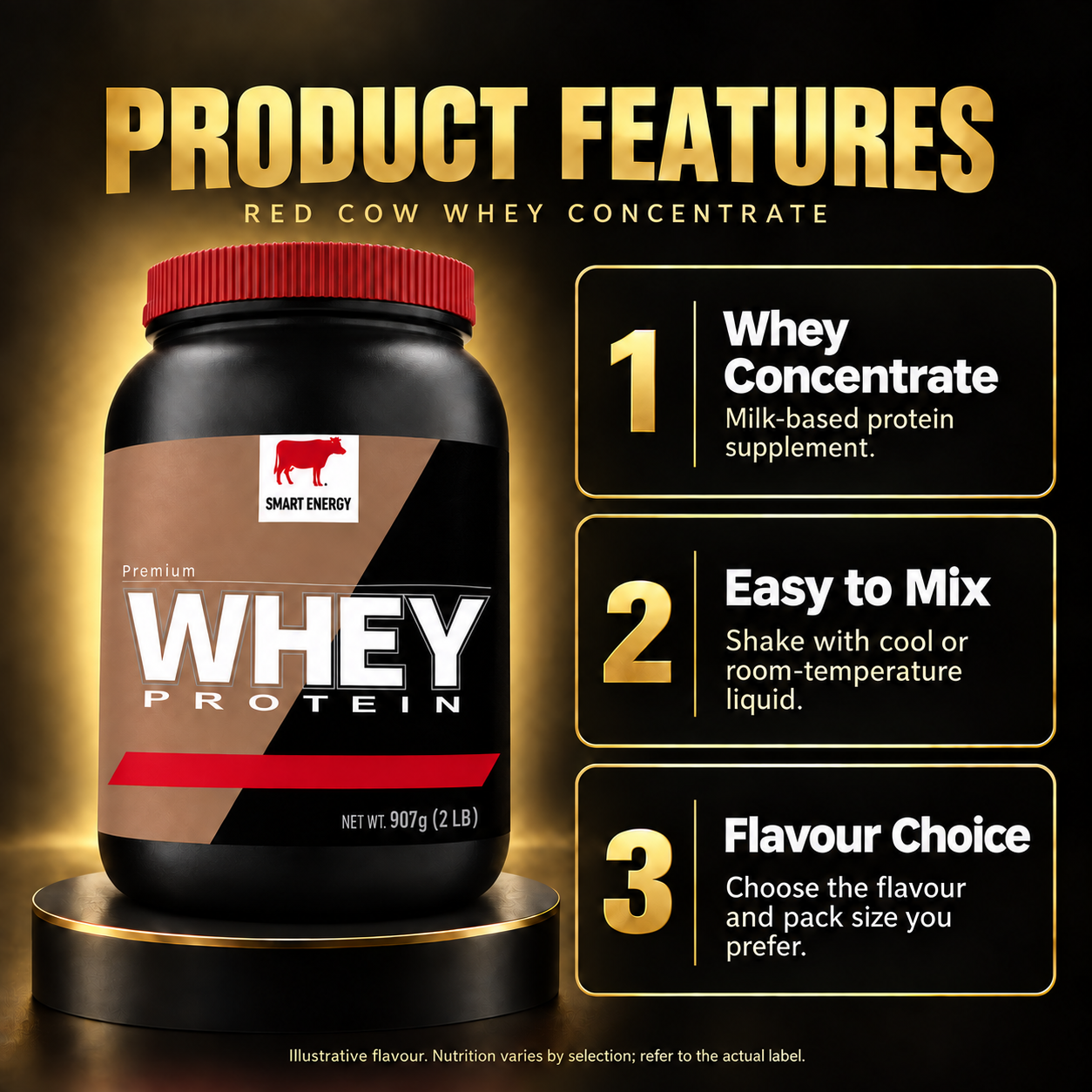 Red Cow whey concentrate 2 lb en features