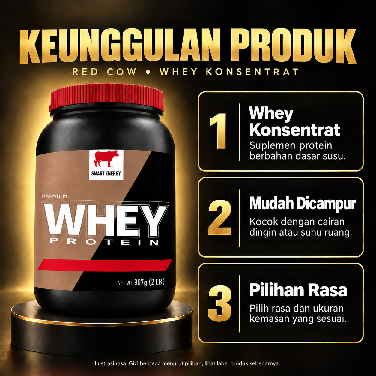 Red Cow whey concentrate 2 lb id features