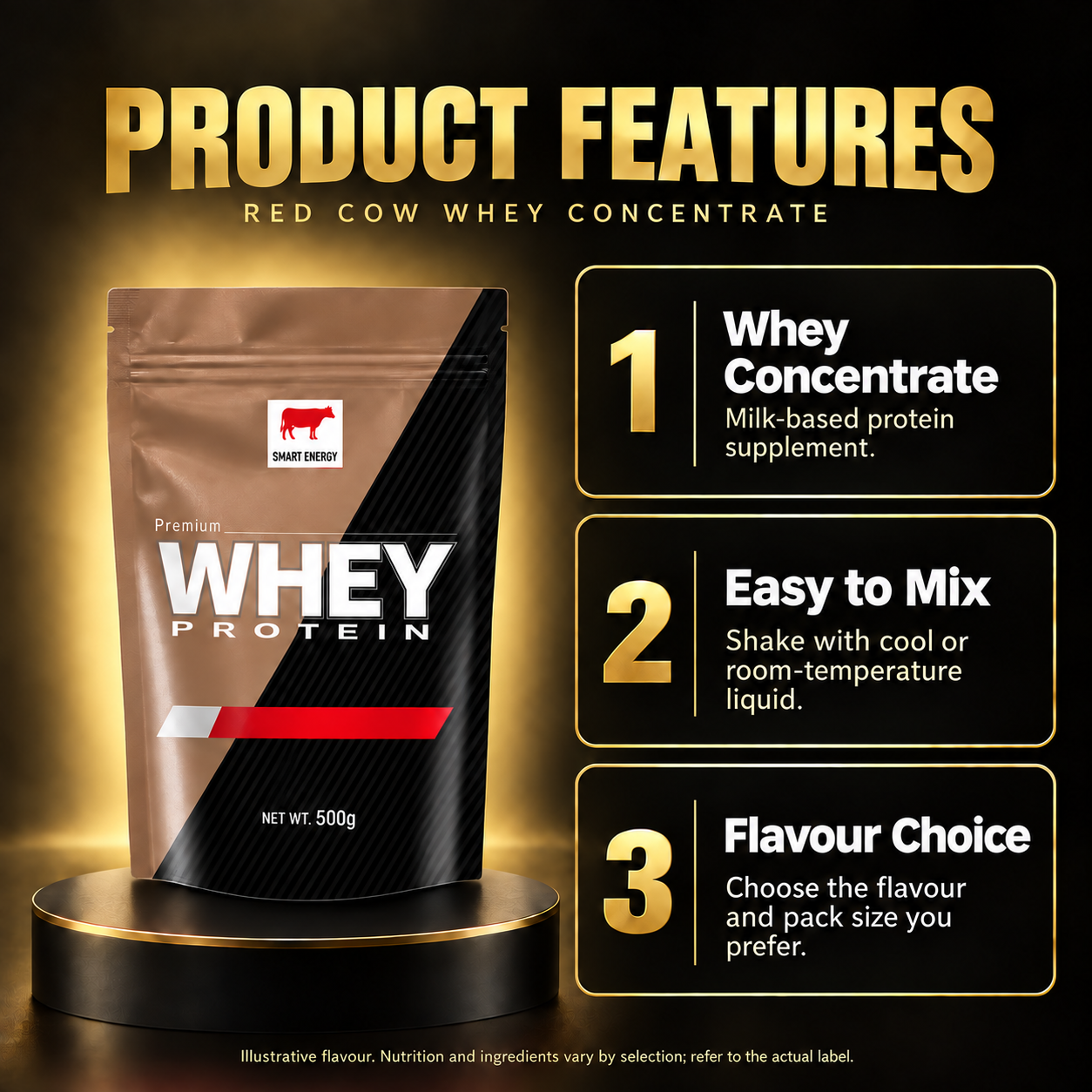 Red Cow whey concentrate 500 g en features