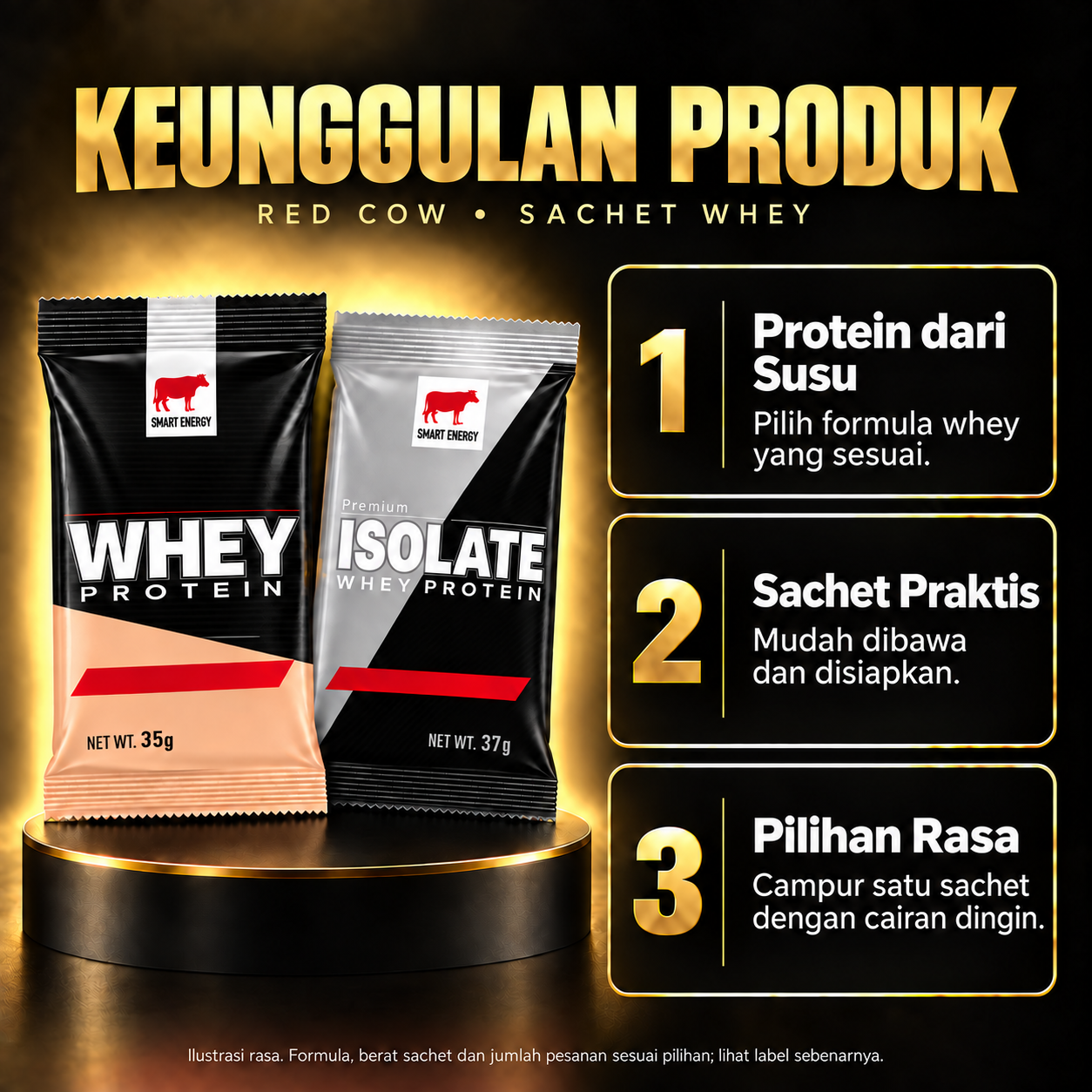Red Cow whey sachets id features
