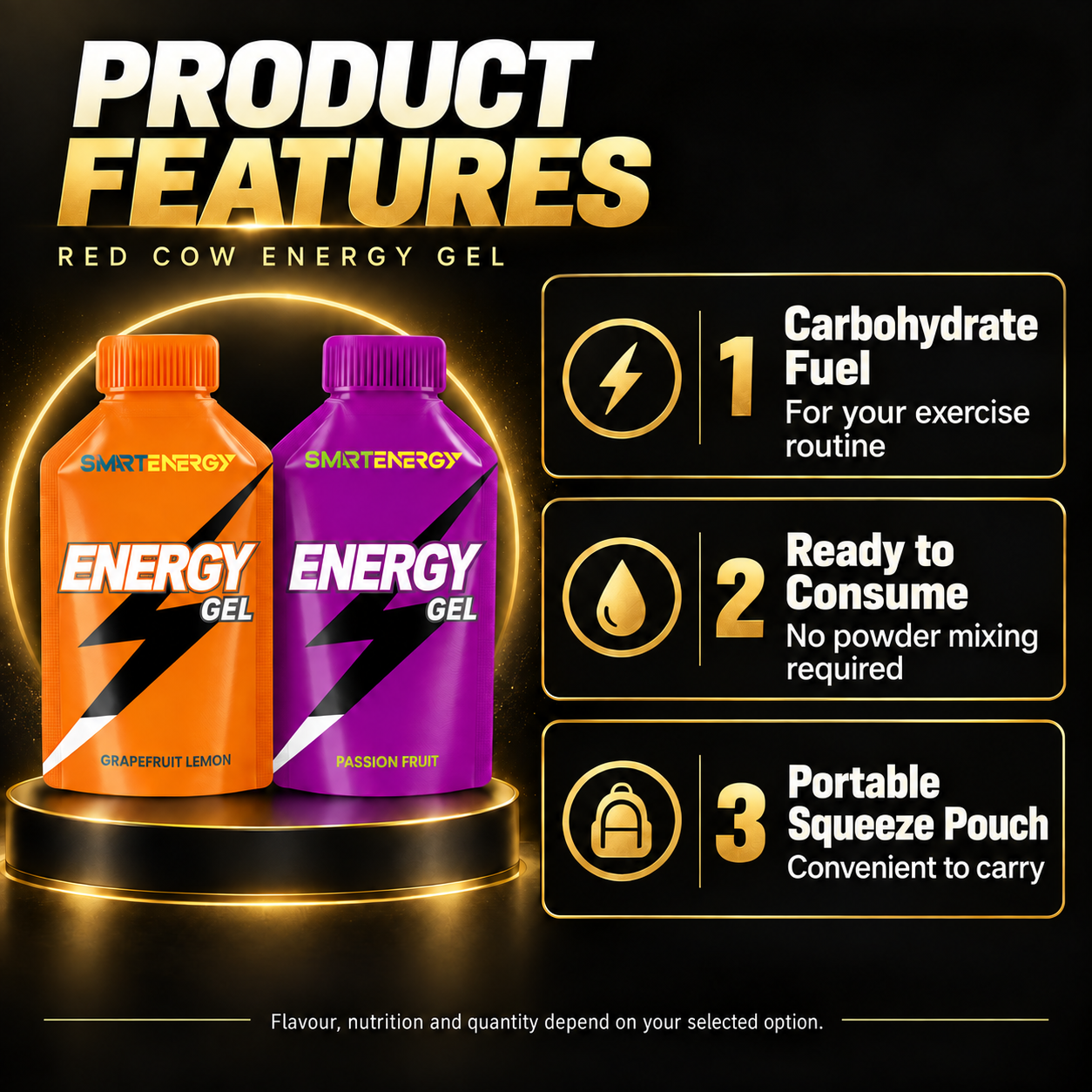 Red Cow Energy Gel en features