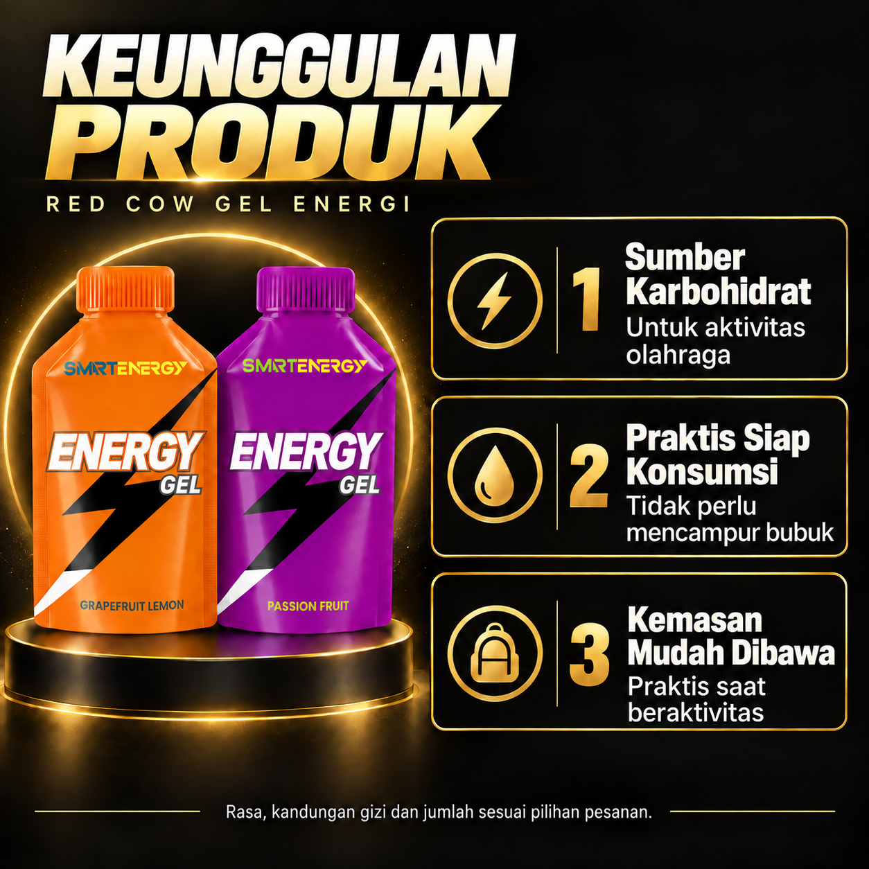 Red Cow Energy Gel id features