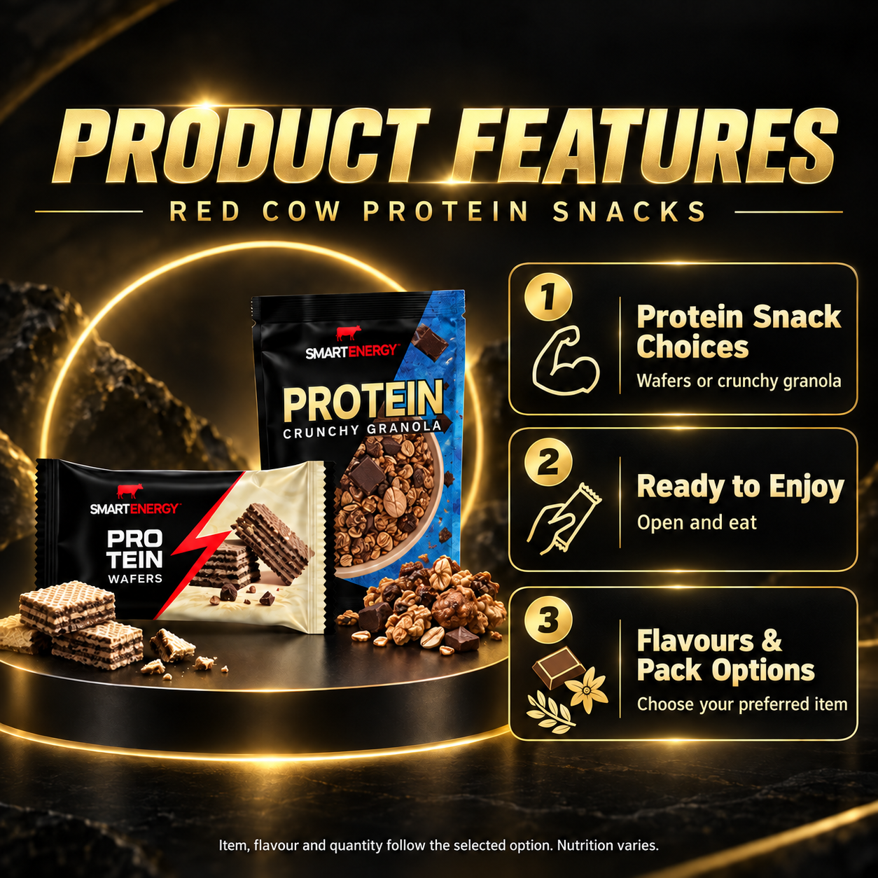 Red Cow Protein Snacks en features