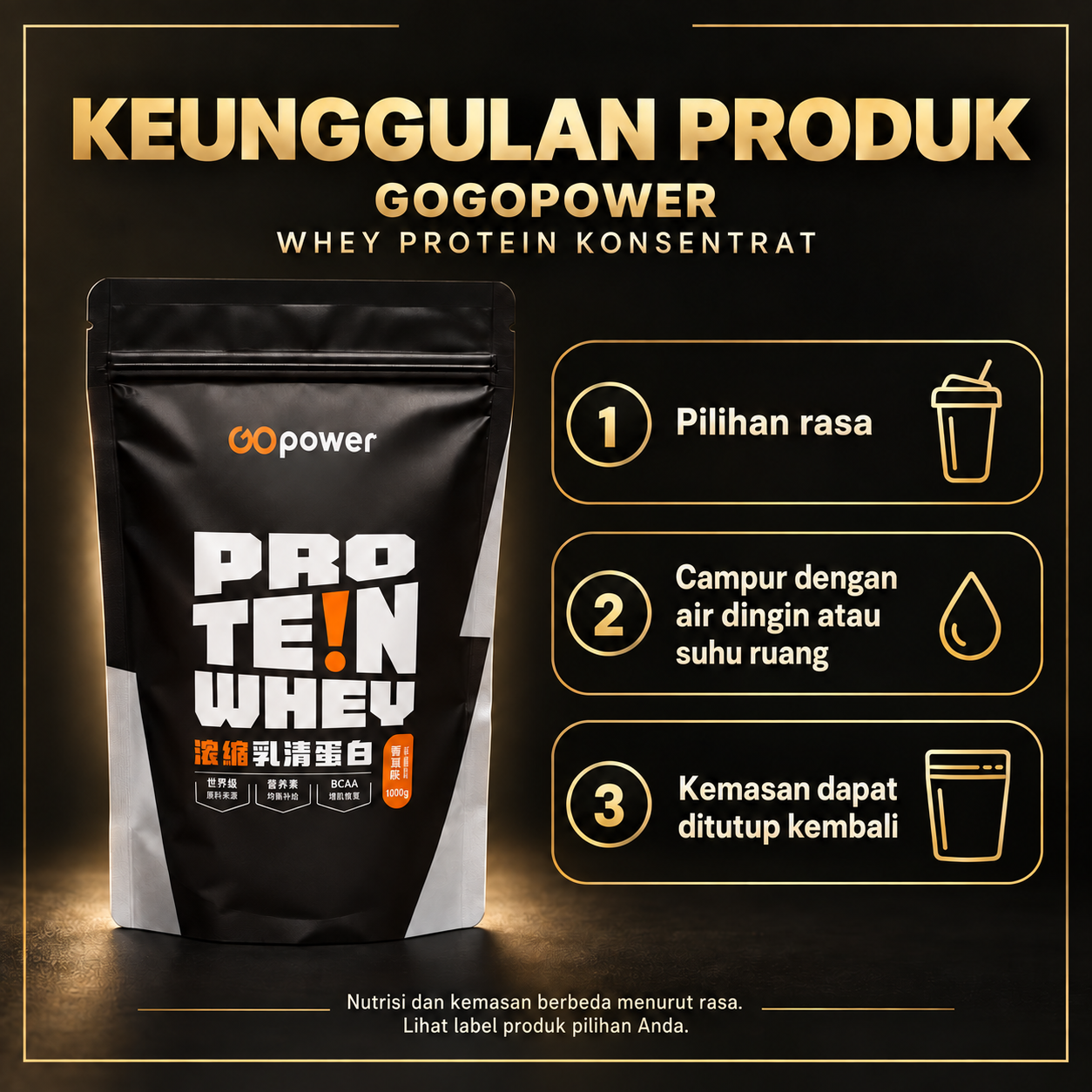 GOGOPOWER Whey Protein Konsentrat Features ID