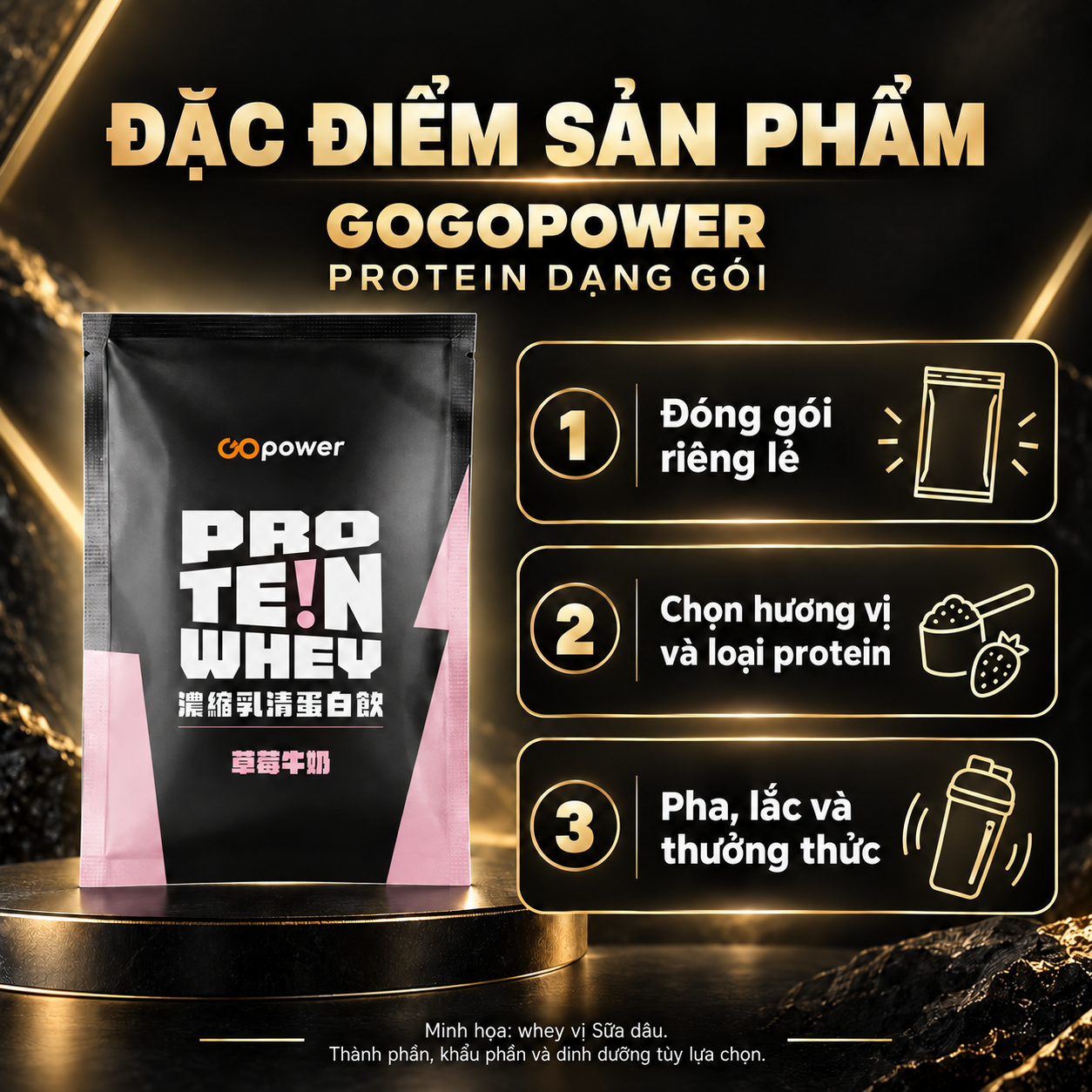GOGOPOWER Protein Dạng Gói | Whey & Casein Features VI