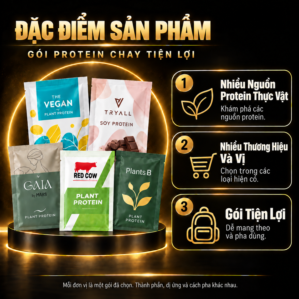 Multi-brand vegetarian protein sachets vi features