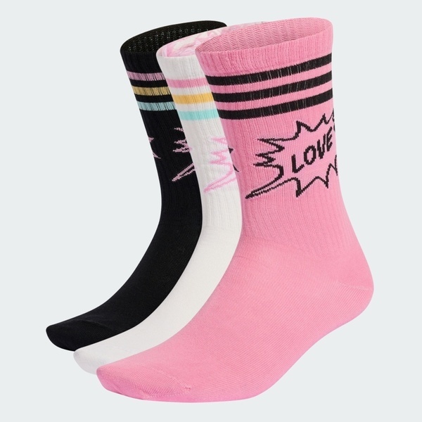 Adidas 愛迪達 Crew Sock 3pp KV9985 中筒襪 三雙入 舒適 黑 白 粉紅