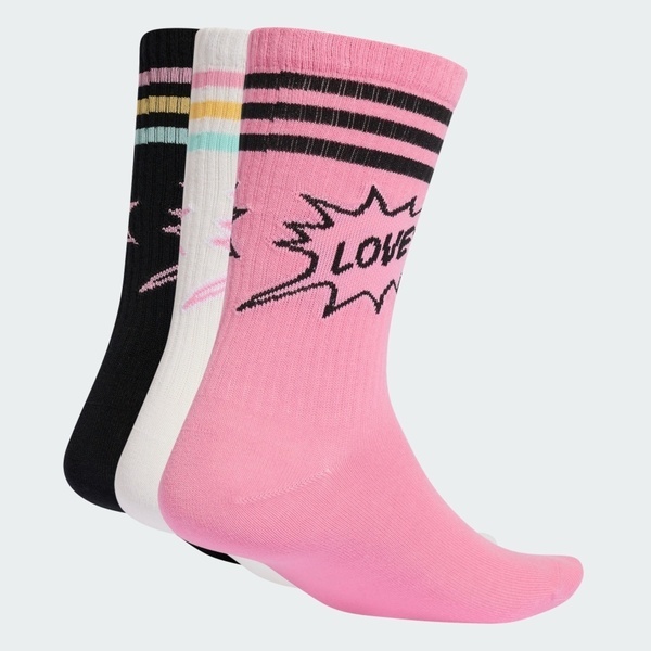 Adidas 愛迪達 Crew Sock 3pp KV9985 中筒襪 三雙入 舒適 黑 白 粉紅