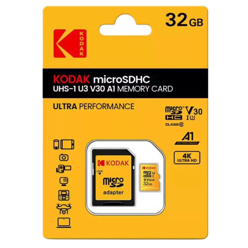 Kodak Class 10 UHS-1 U3 V30 A1 microSDHC with SD Adapter 記憶卡 32GB
