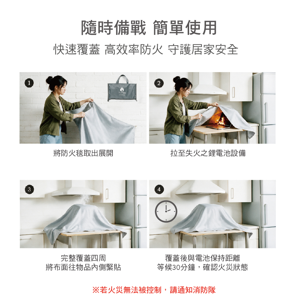 鋰電池防火毯使用步驟