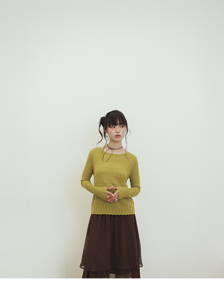 3D striped jacquard knit top, available in two colors【01013563】in stock+pre-order