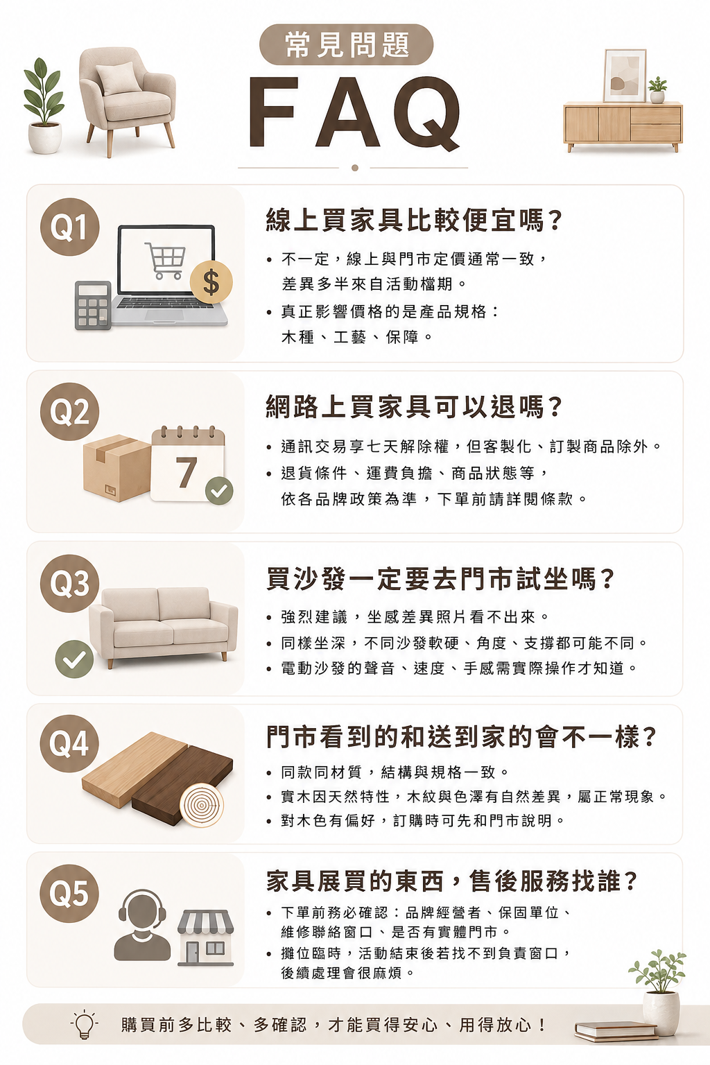 家具購買常見問題 FAQ