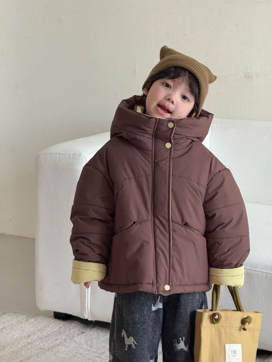 ⛄️  冬裝 ꕀ  素色跳色內刷絨寶暖 厚款連帽外套   * ° *