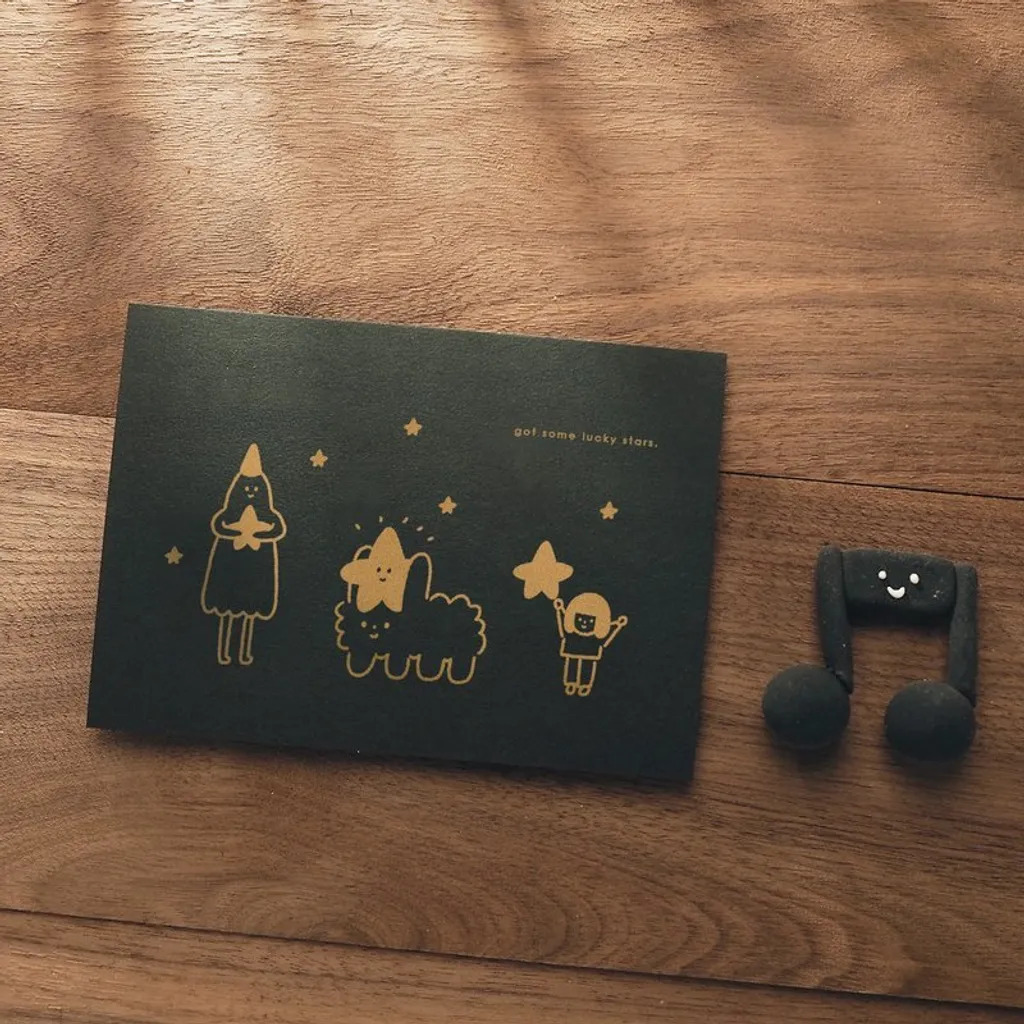 Lucky Stars / 孔版印刷明信片 / 金墨印製｜右手超人 臺灣