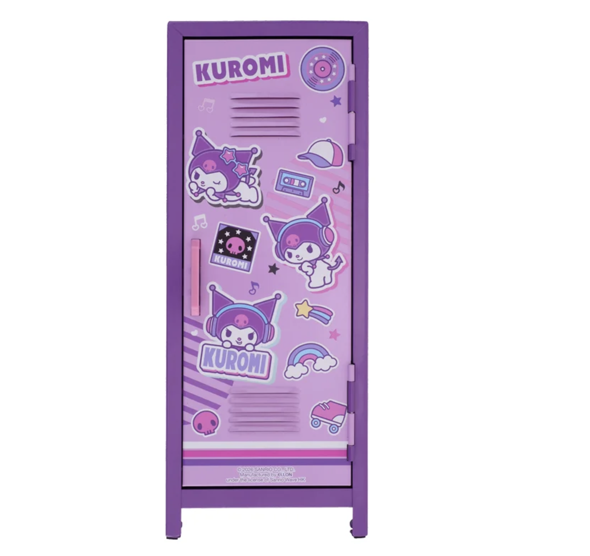 Kuromi 有鎖鐵製儲物櫃 附鎖/ 鎖匙及裝飾貼紙 9-8690-1