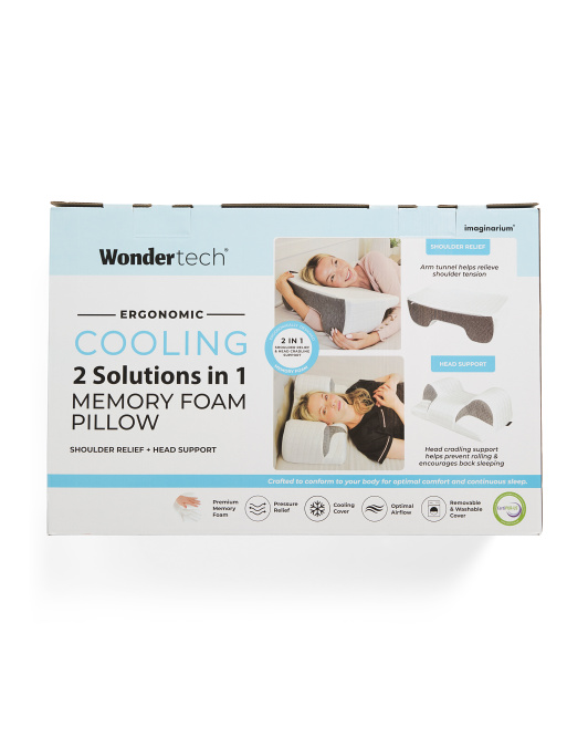 【預購】WONDERTECH N092259 人體工學涼感2合1記憶棉枕頭 (灰白拼色)