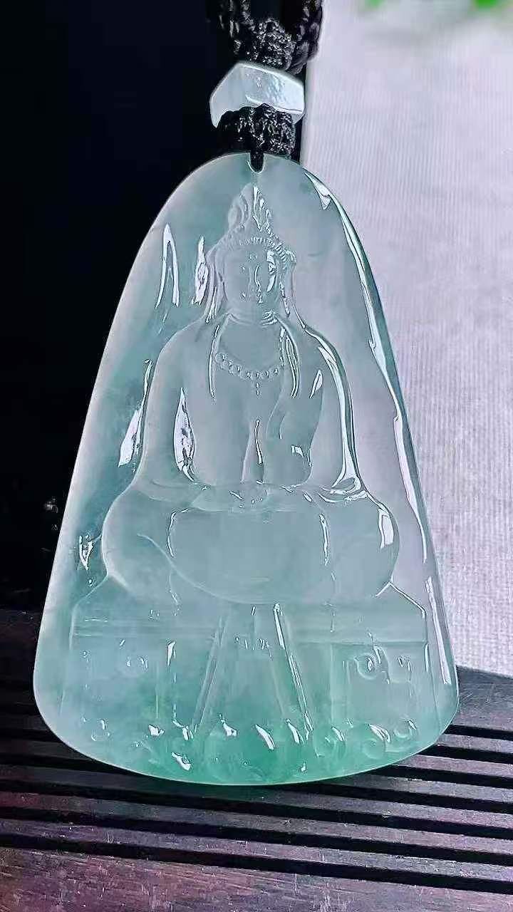 翡翠高冰晴觀音,天然翡翠A玉, 緬甸玉, Jade, Jadeite