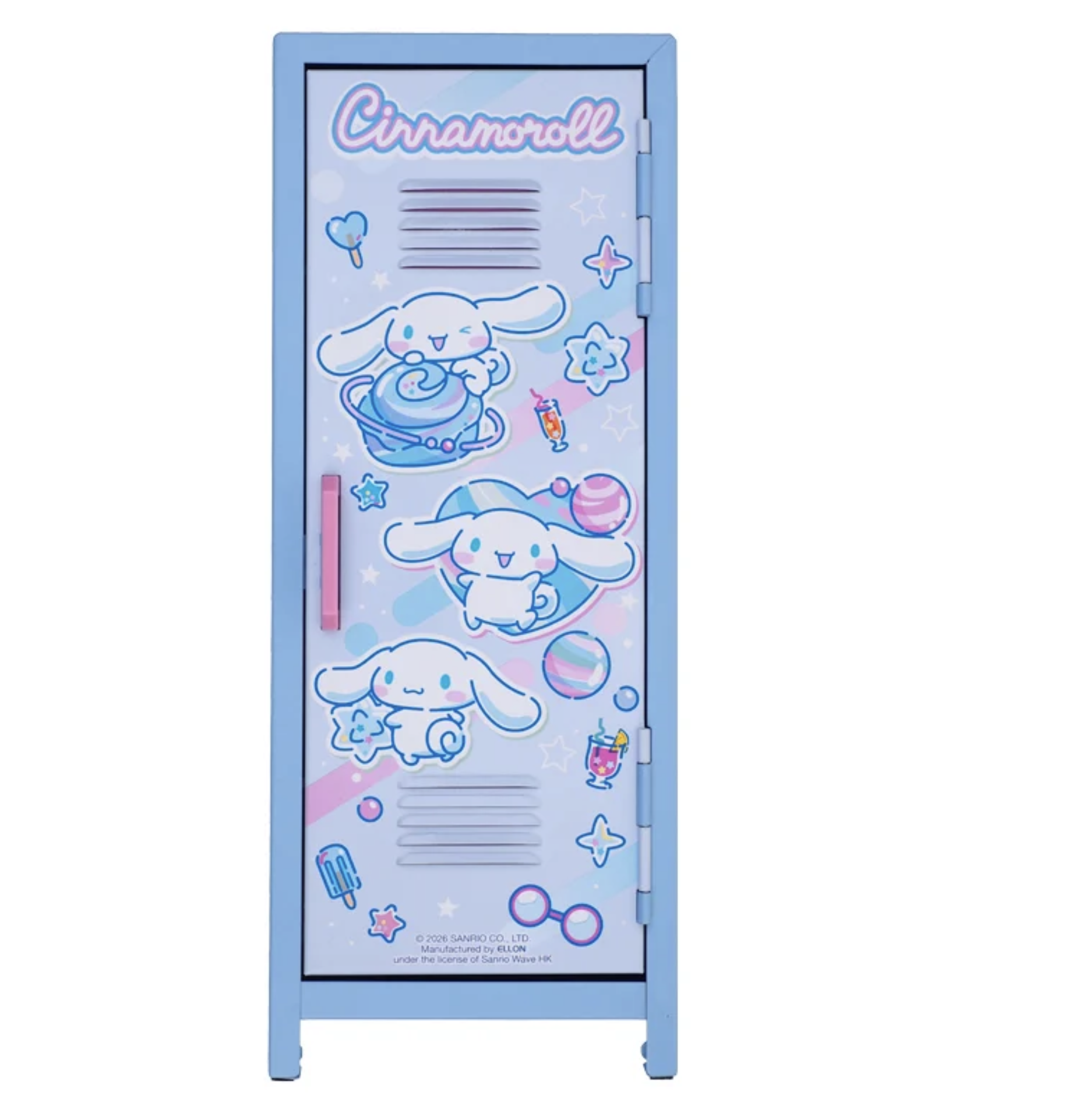 Cinnamoroll 有鎖鐵製儲物櫃 附鎖/ 鎖匙及裝飾貼紙 9-8690-2