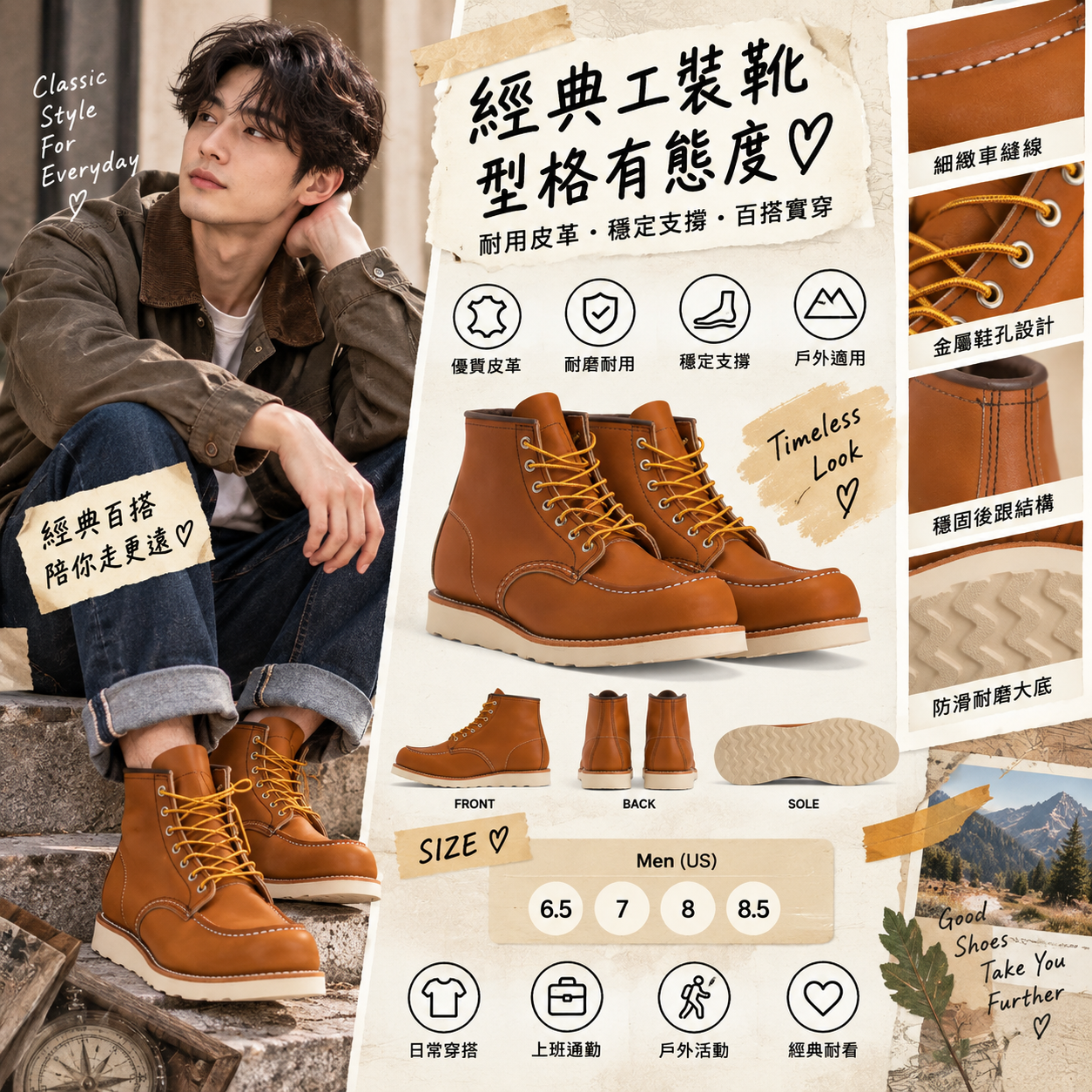 【預購】RED WING HERITAGE N092212 男裝皮靴 (啡色)