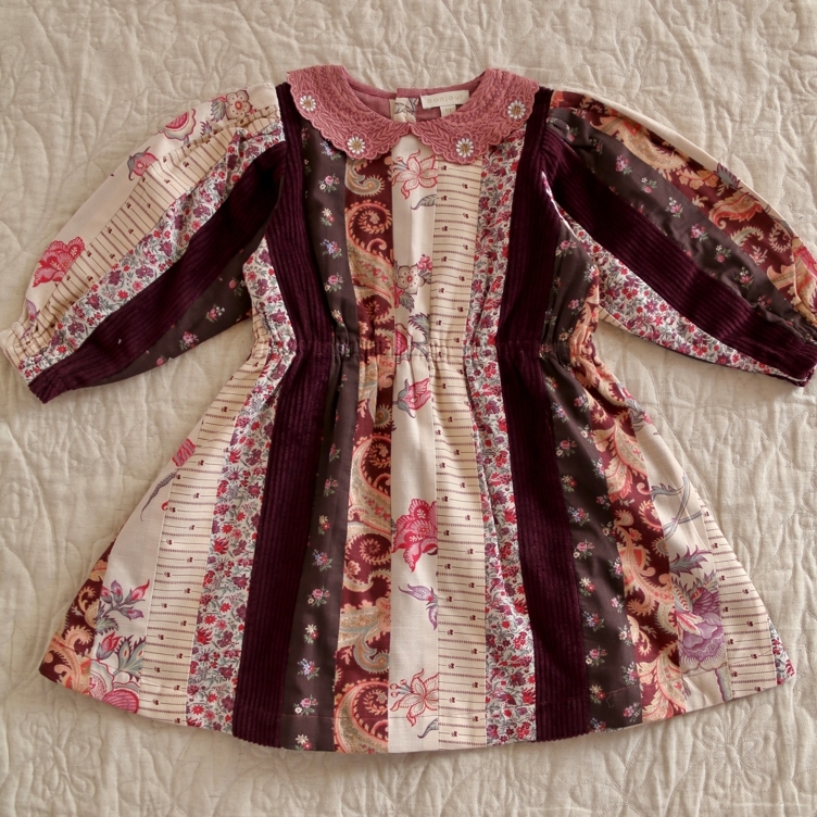 BONJOUR DIARY 拼布藝術洋裝 Patchwork dress - Flowers field print