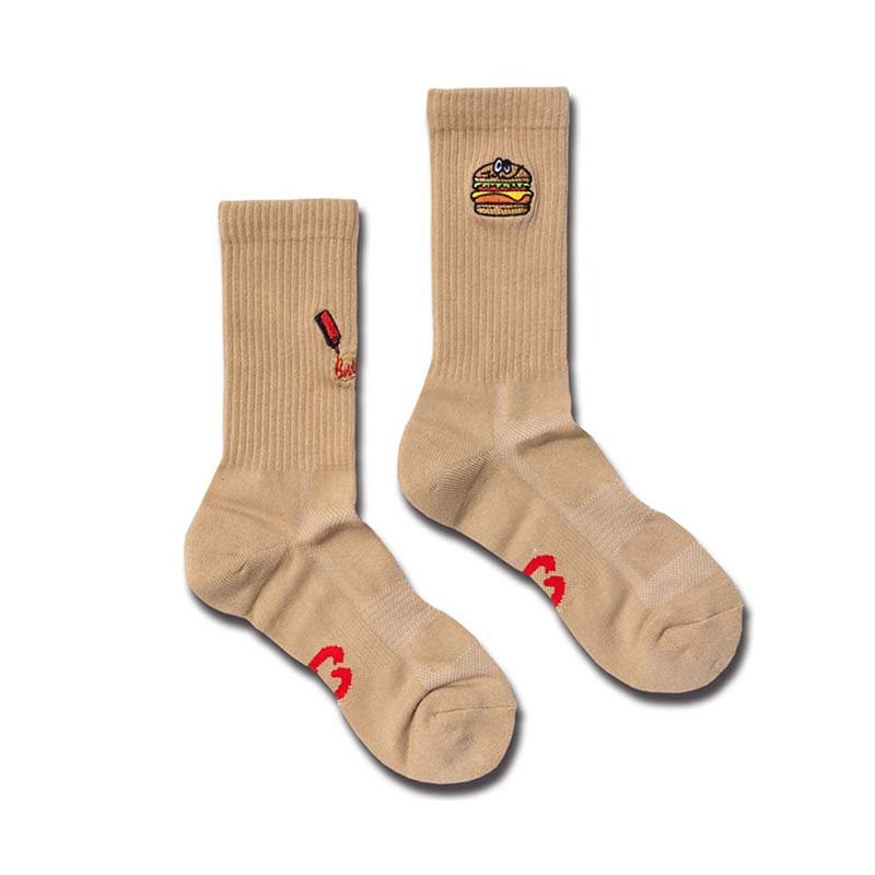 BFF Hamburger Socks Sand 漢堡 沙色 中筒襪 襪子 BFF-52 [台灣現貨]