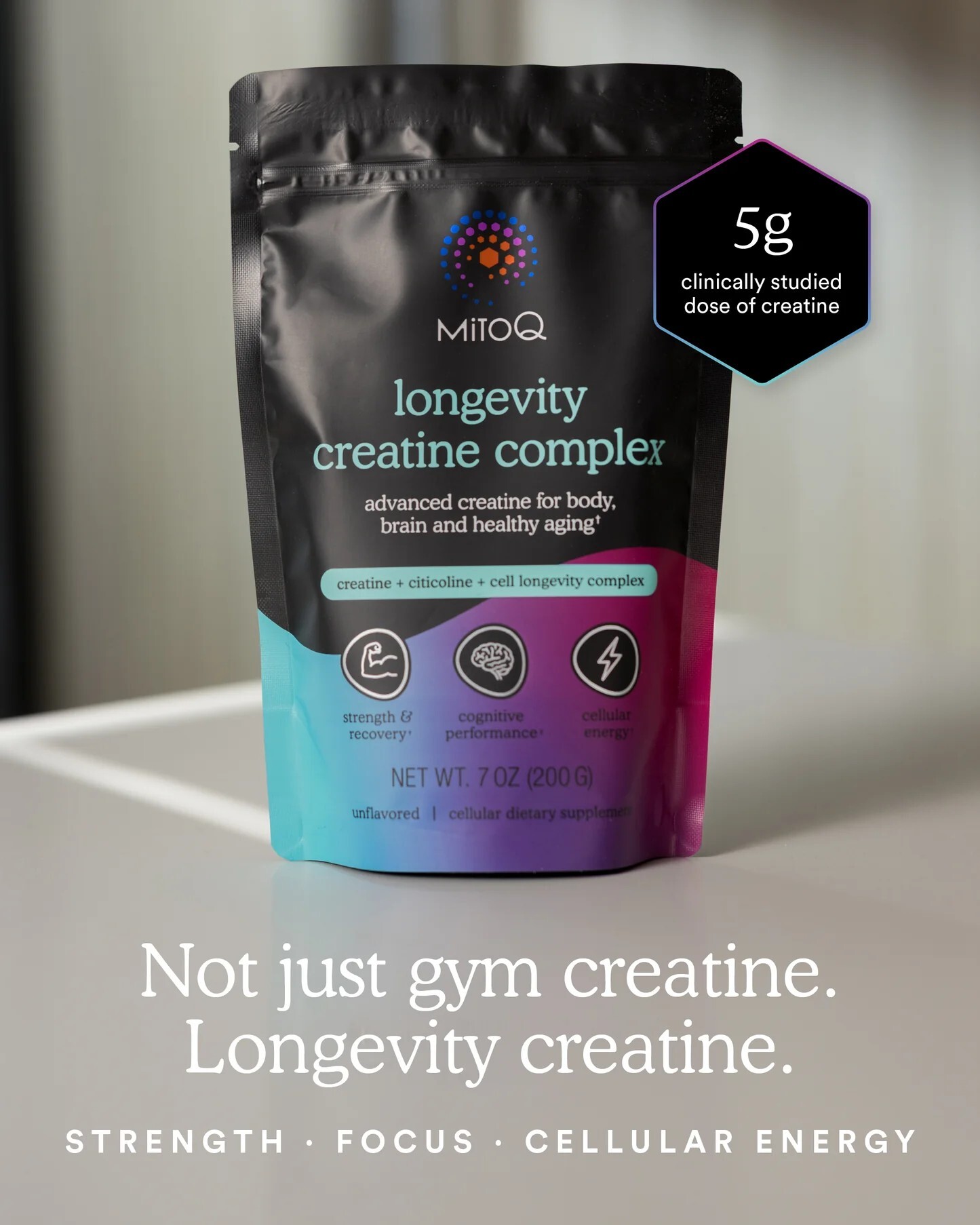紐西蘭 MitoQ【正品】Longevity Creatine Complex 長壽肌酸複合物｜肌酸＋Citicoline＋細胞長壽複方｜肌力・專注・細胞能量・健康老化