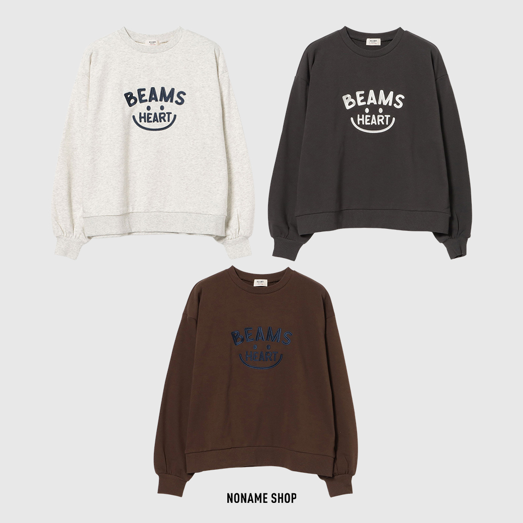 BEAMS HEART 微笑 SMILE系列 刺繡 LOGO 長袖 大學T 三色 (女款)