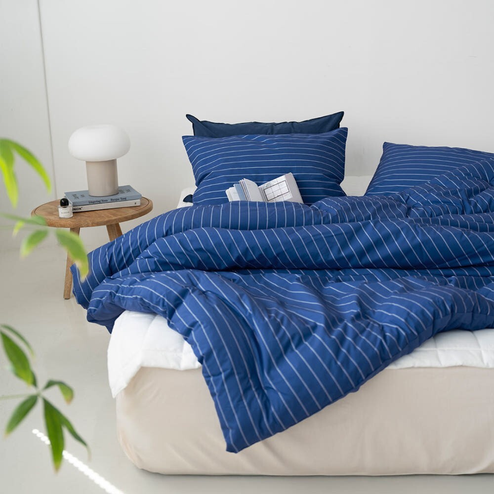 Pin Stripe Dual-Touch Washed 60-Thread Modal All-Season Quilted Comforter & Pillowcase Set