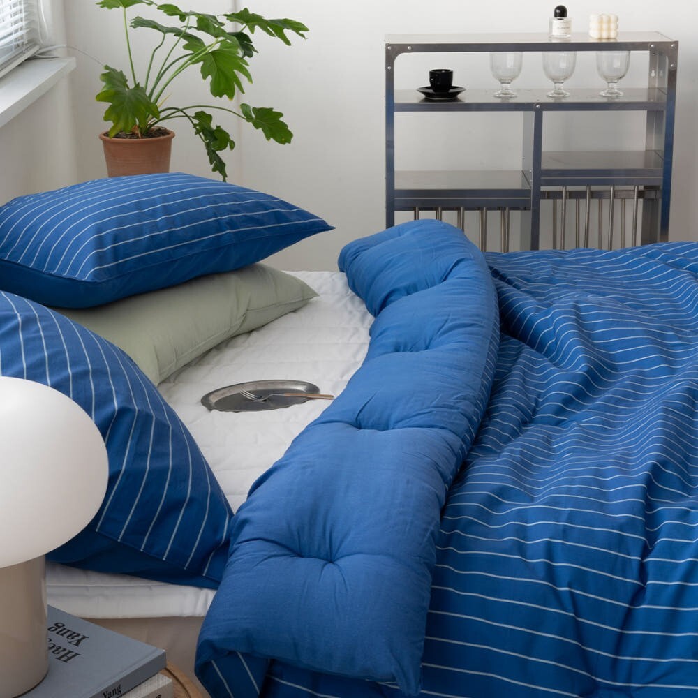 Pin Stripe Dual-Touch Washed 60-Thread Modal All-Season Quilted Comforter & Pillowcase Set