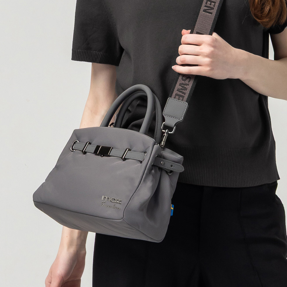 Swedish Cloud Bag Collection | Water-Repellent Cloud Crossbody Bag with Leather Buckle (Dark Grey)
