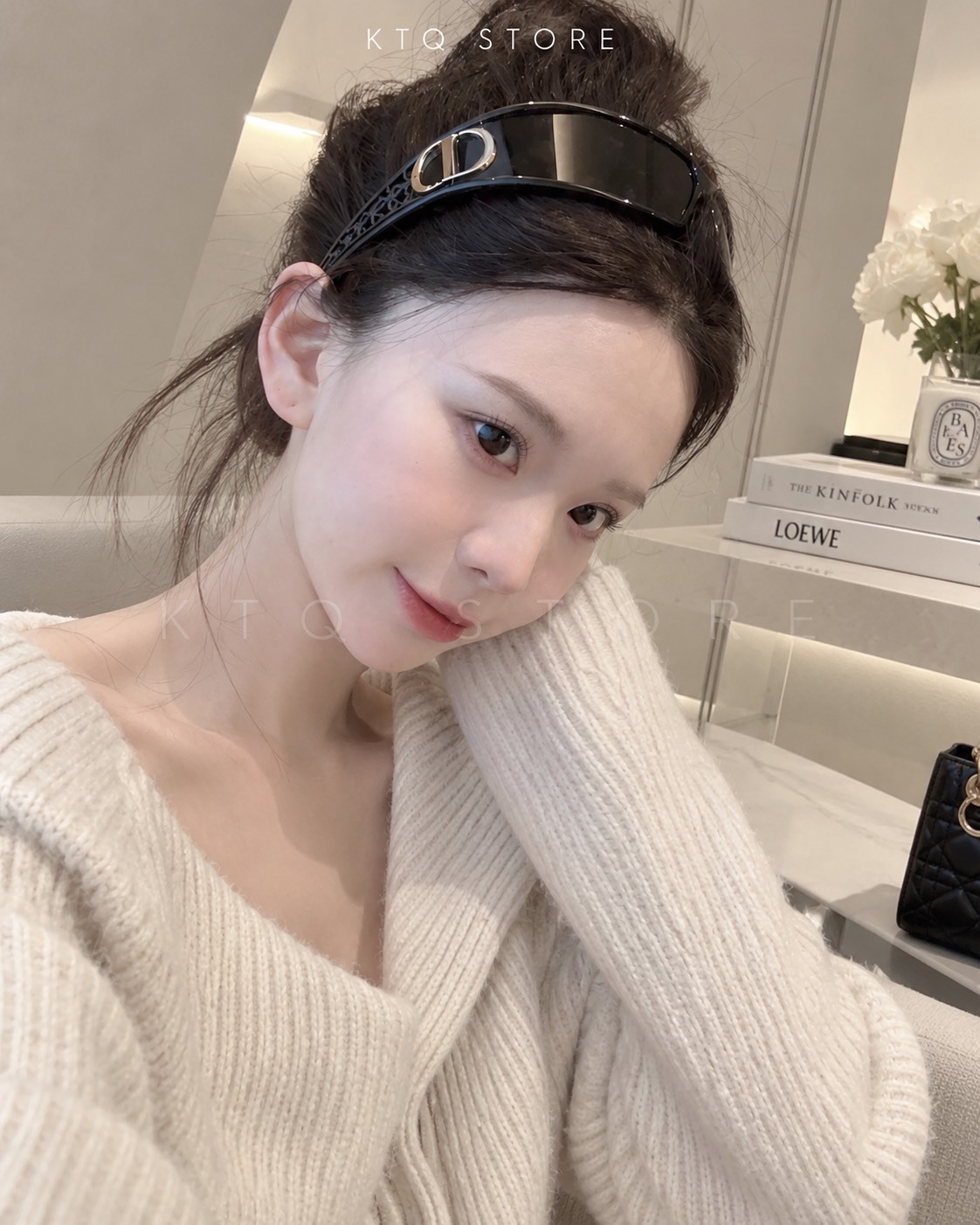 KTQ STORE ‧DIOR 迪奧徽標鏡腿不規則造型太陽眼鏡 男女同款／情侶款 黑色VeryDiorS3F-10A0