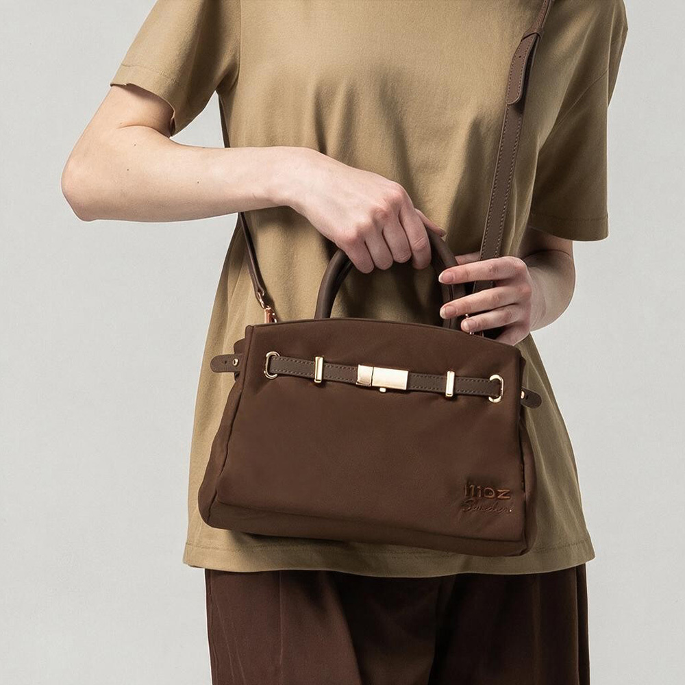 Swedish Cloud Bag Collection | Water-Repellent Cloud Crossbody Bag with Leather Buckle (Chocolate)