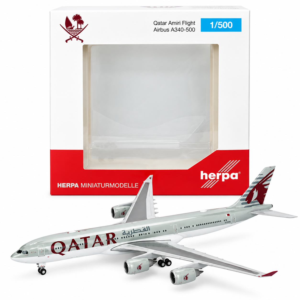 Herpa 1/500 卡達航空 A340-500 A7-HHH 標準塗裝