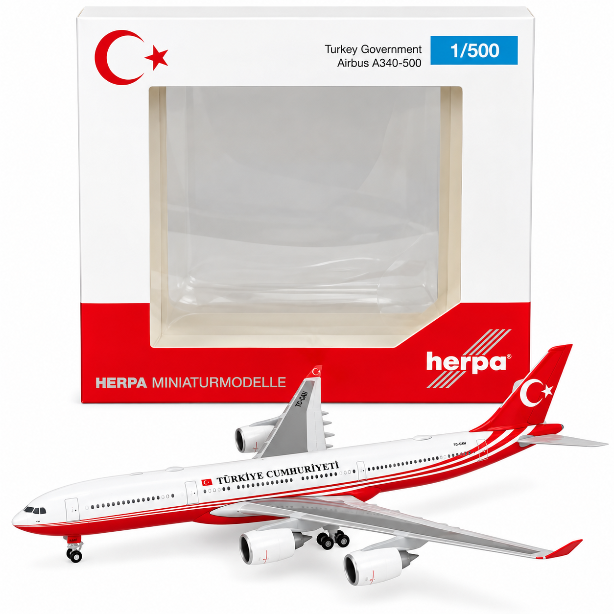 Herpa 1/500 土耳其政府 A340-500 TC-CAN 標準塗裝