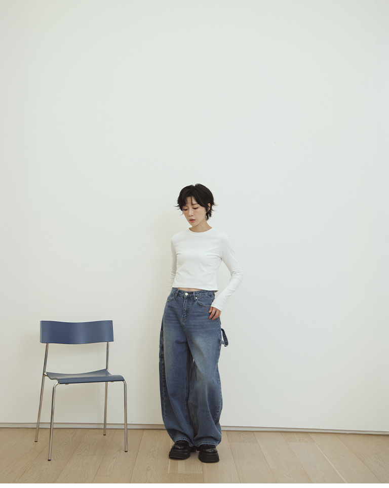Cocoon-shaped jeans with heart-shaped back pocket - Blue S/M/L【04011917】in stock+pre-order