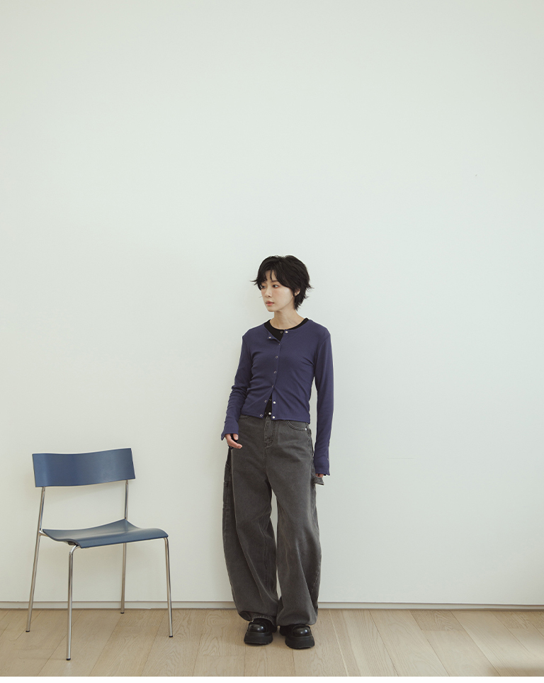 Cocoon-shaped jeans with heart-shaped back pocket - Grey S/M/L【04011918】in stock+pre-order