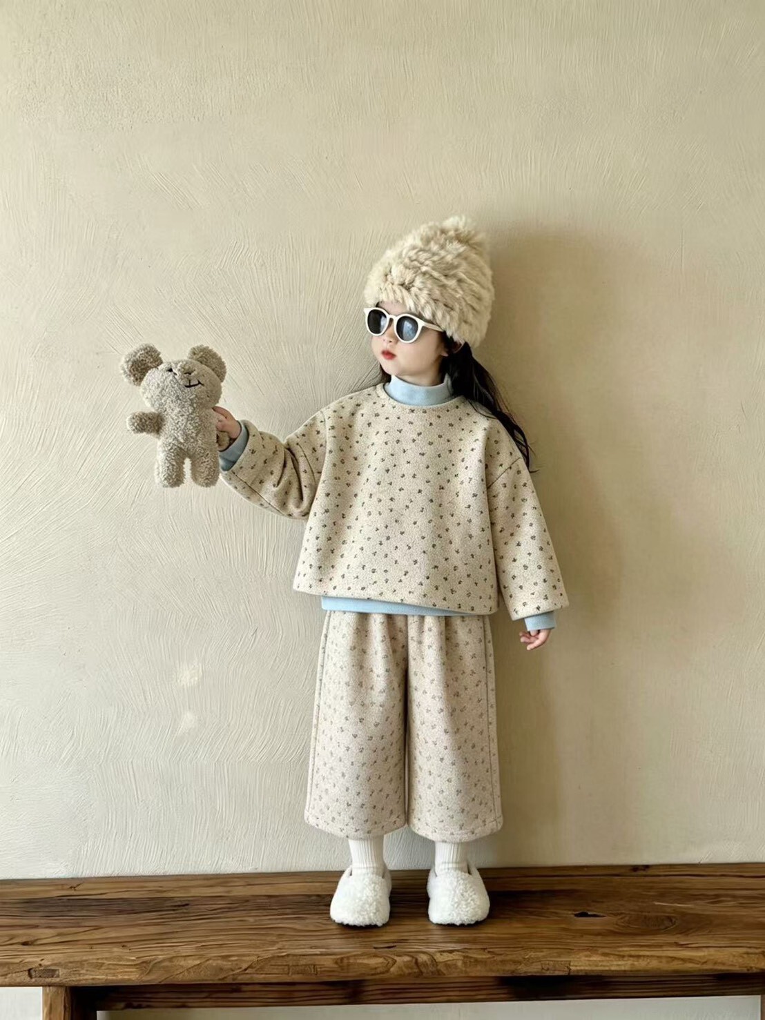 ✪   冬裝  ꒱ 女兒出門 不煩惱2  碎花套裝 ✧ （＊長TEE+ 八分褲 套裝 不拆售/ 內搭衣可單售 ）