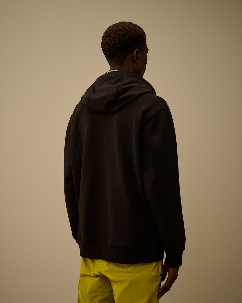 C.P. Company - Diagonal Raised Fleece Hooded Lens Sweatshirt - RCCMSS714M005086W999 BLACK