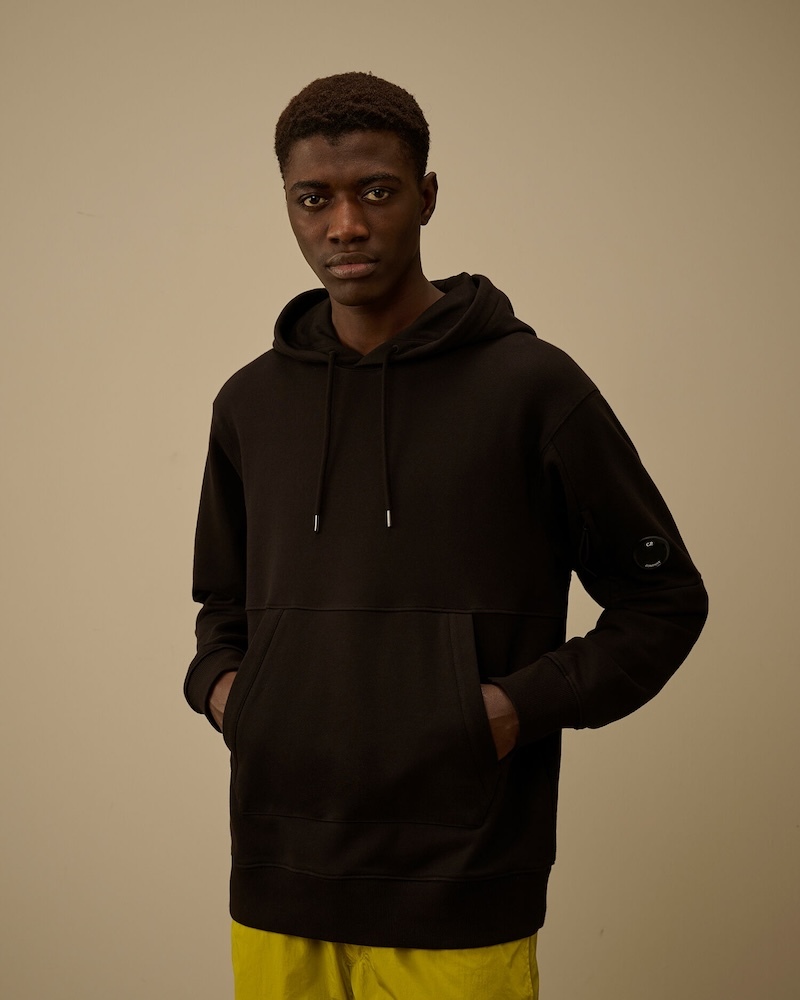 C.P. Company - Diagonal Raised Fleece Hooded Lens Sweatshirt - RCCMSS714M005086W999 BLACK