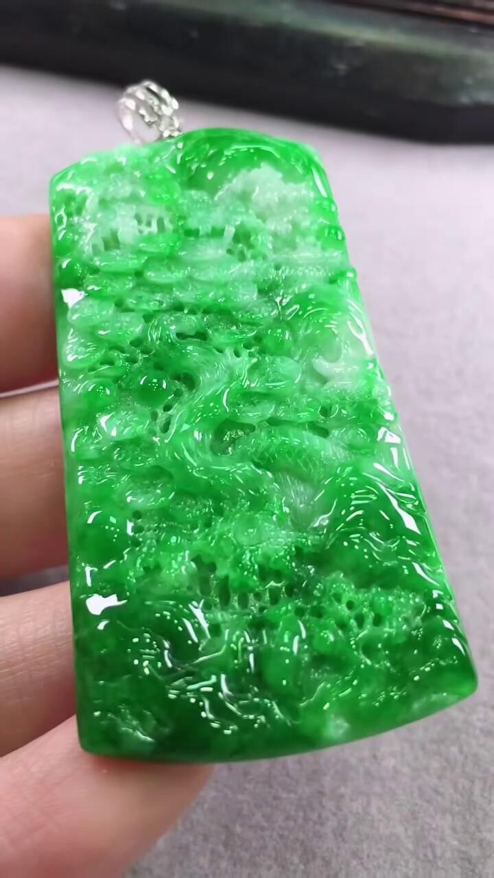 翡翠山水牌,天然翡翠A玉, 緬甸玉, Jade, Jadeite