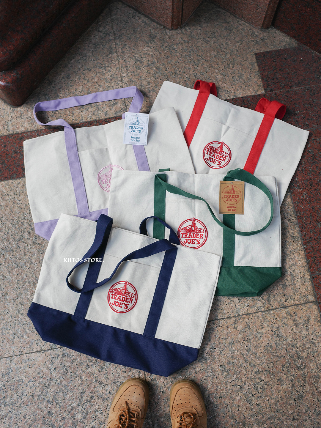 【預購】美國限定 Trader Joe's 經典 Canvas Tote Bag  刺繡 美式 休閒風 大容量 帆布 托特包