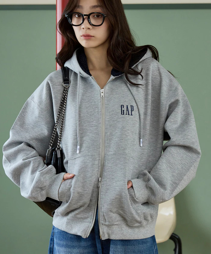 【 10/6收單 】日本限定  PUBLUX × GAP 聯名款 撞色羊羔毛連帽羅馬布拉鍊連帽外套