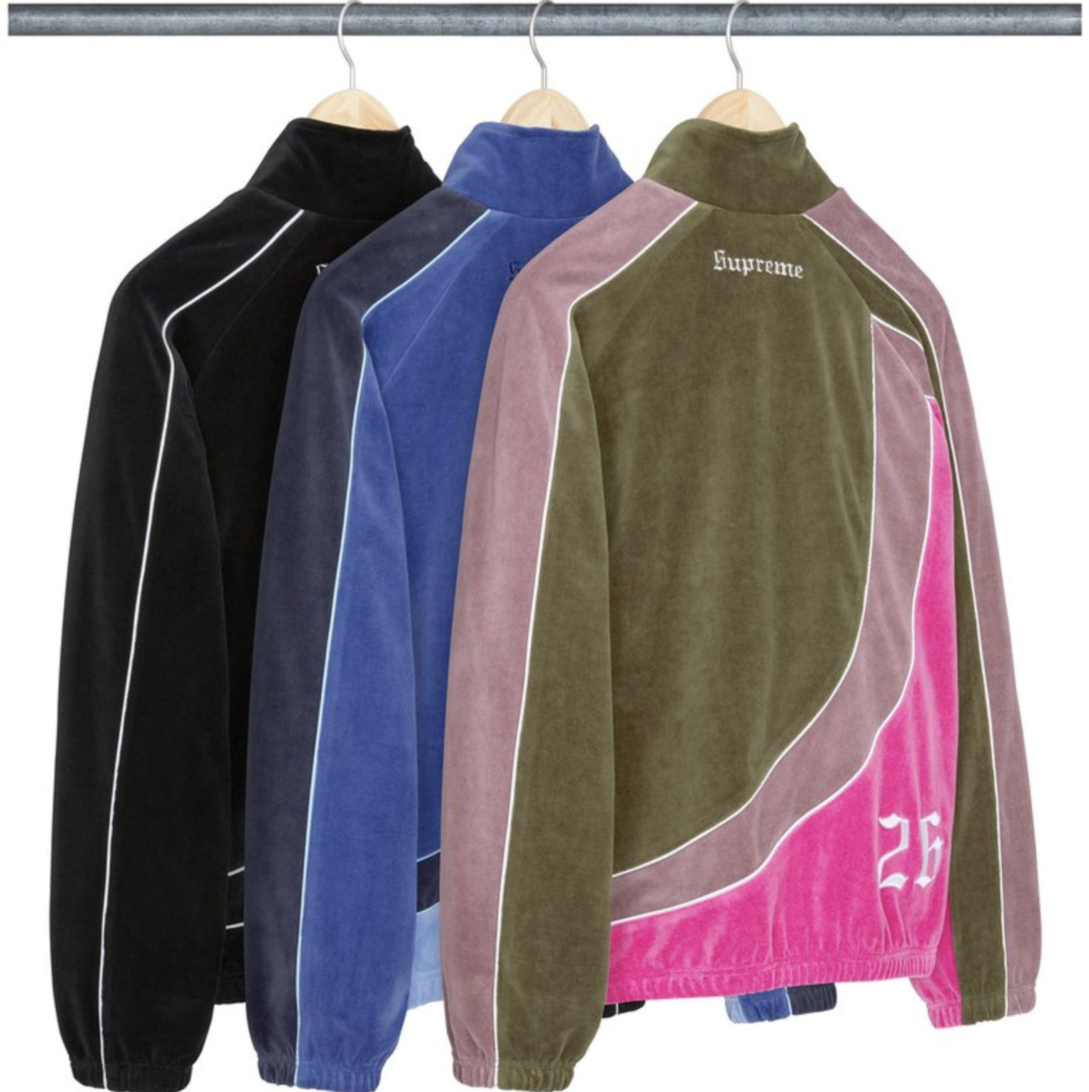 -(B4b03)-SUPREME UMBRO VELOUR TRACK JACKET 聯名款 天鵝絨 訓練外套 黑色/藍色/粉色-FW26J54